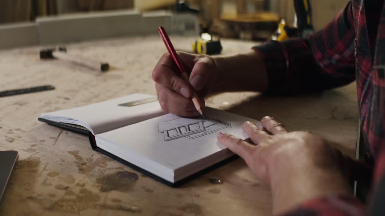 Carpenter Designing in Workshop