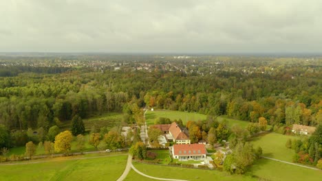 Idyllic-living-next-to-a-forest-captured-by-a-drone