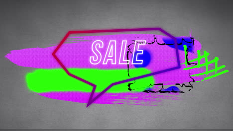 Animation-of-sale-text-in-retro-speech-bubble-over-abstract-background