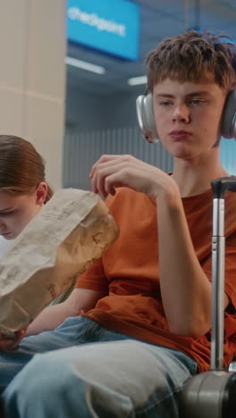 teenagers at the airport