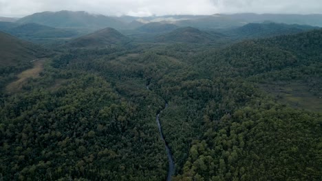 Río-Gordon-Con-Abundante-Selva-Tropical,-Parque-Nacional-Franklin-gordon-Wild-Rivers-En-El-Oeste-De-Tasmania,-Australia