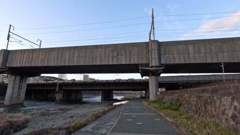 a stationary view of an overpass over time.