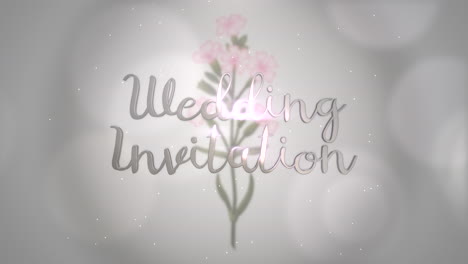 wedding invitation with rose flowers and bokeh