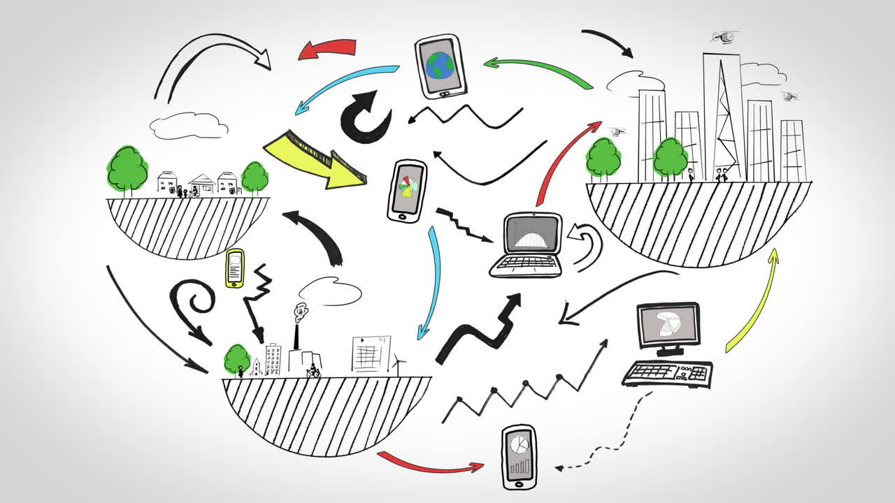 animación sobre conectividad global y desarrollo