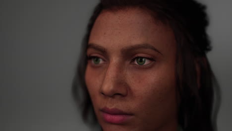 retrato en primer plano de una hermosa mujer hispana de cabello oscuro