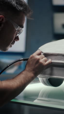 engineer working on a prototype car part