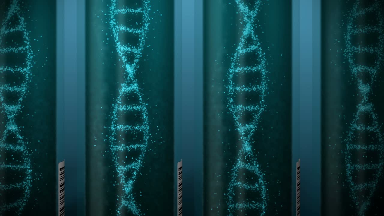molécula de adn en tubo de ensayo. hélice de adn como símbolo para la genética. equipo de prueba. concepto de medicina y tecnología. animación de bucle.