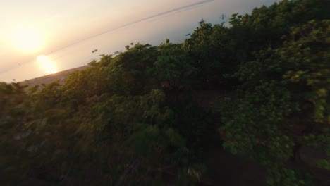 fpv shot of sanur beach before sunset, bali