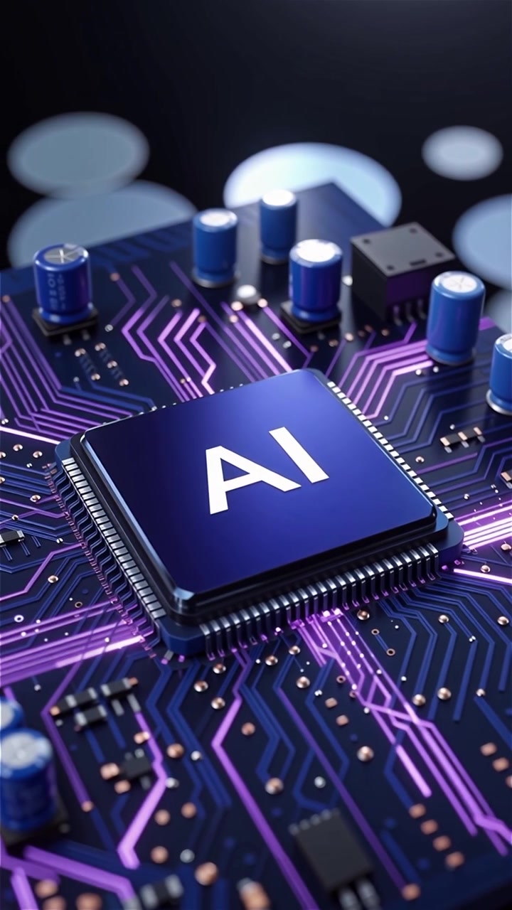 Futuristic AI Chip Motherboard Technology Background