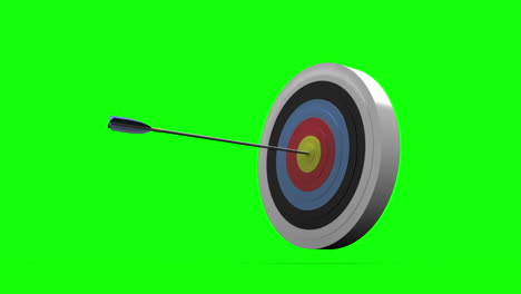 Arrow-flying-towards-dart-board-and-hitting-target