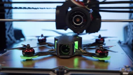 a close-up view of a cutting-edge drone being fabricated with advanced technology, featuring intricate components and innovative design elements.