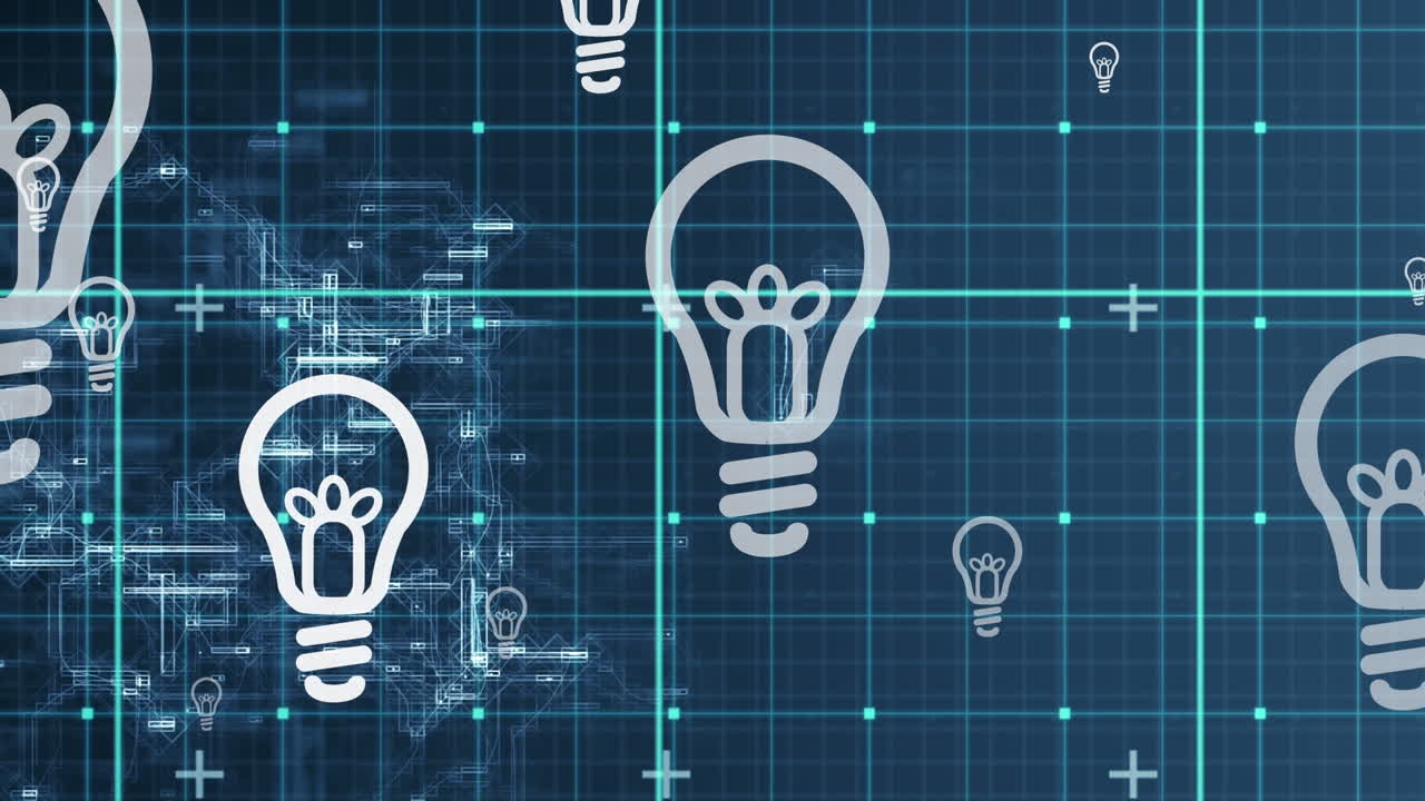 데이터 처리에 대한 전구 아이콘의 애니메이션