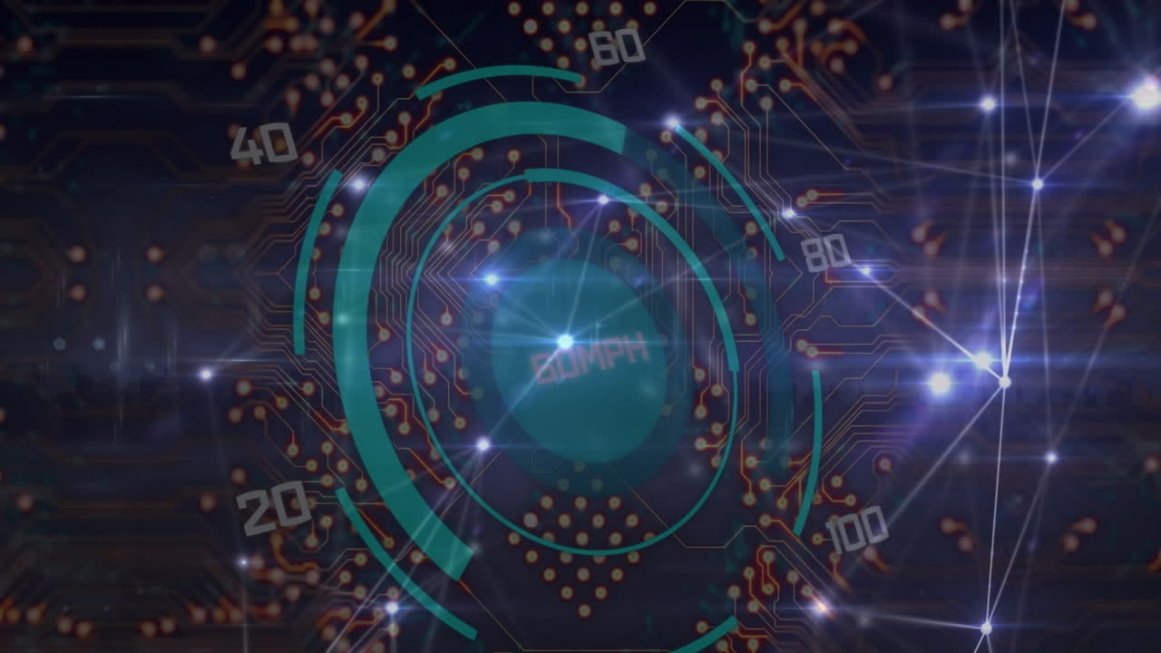 스 스캔을 통해 데이터 처리를 하는 연결 네트워크의 애니메이션