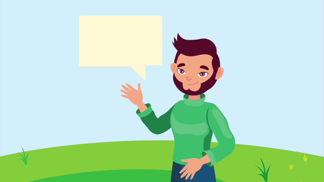 man speaking with speech bubble