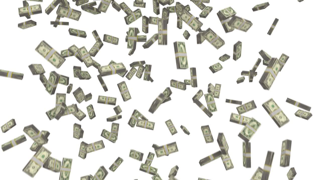 el dinero se acumula paquetes de dólares cayendo ganancias financieras de los ee.uu. impuesto de moneda estadounidense