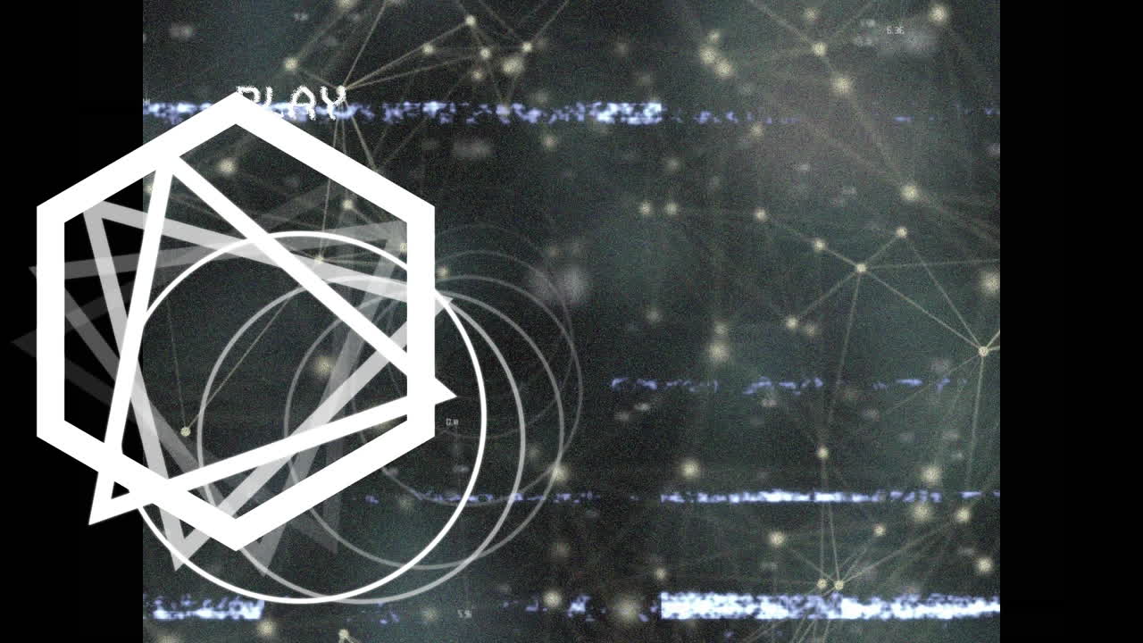 검은 바탕 위의 연결, 모양 및 간섭 네트워크의 애니메이션