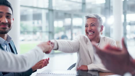 ceo handshake, applause and business people