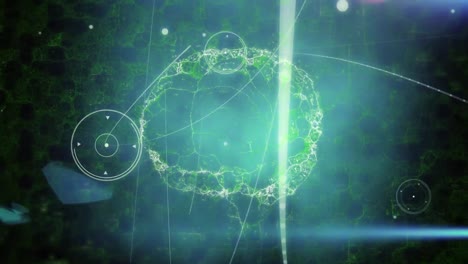 animation of network of connections with human brain spinning
