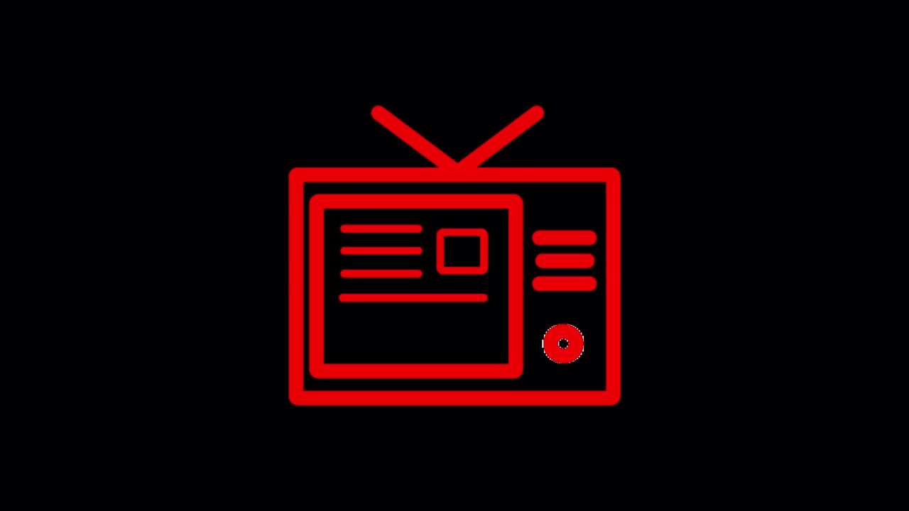 Animated Red Outline Television Icon with Changing Screen Content