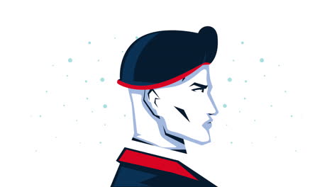 happy memorial day animation with old soldier profile