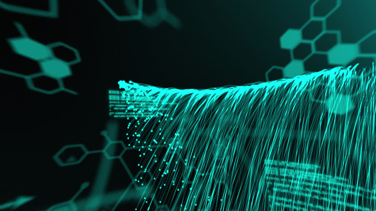 Animation of white lines over data processing
