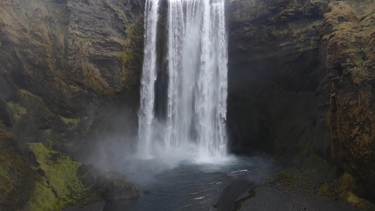 Iceland Waterfall Skogafoss Aerial Drone 8.mp4