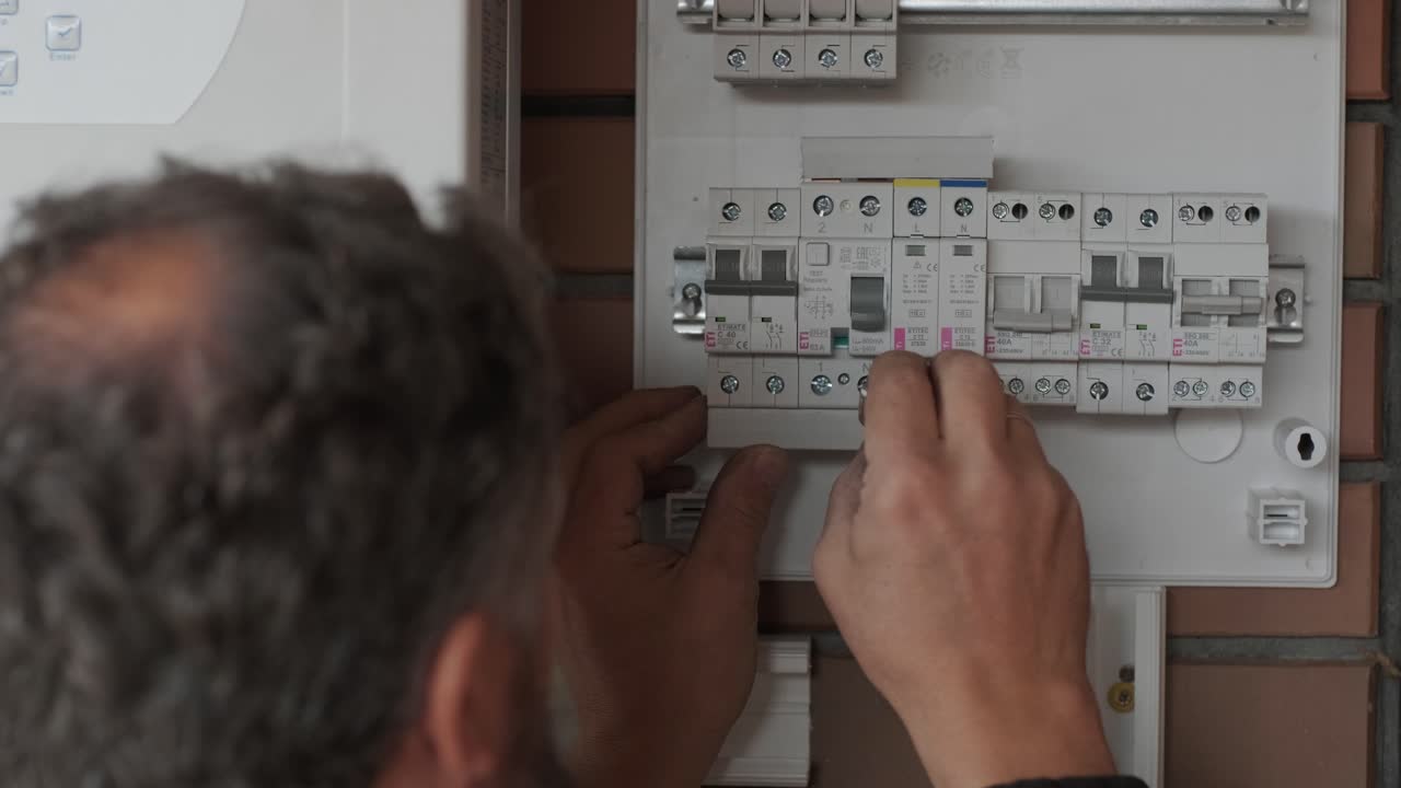 un electricista instalando un inversor en un hogar. la imagen muestra habilidad técnica, herramientas modernas y atención a la seguridad en el trabajo eléctrico