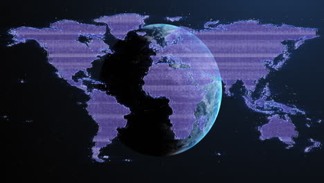 animation of world map over globe
