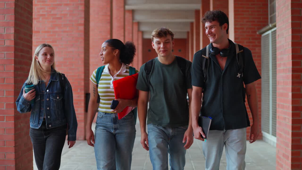 Group of Students Walking on College Campus