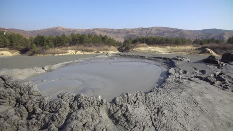 interesting view mud volcano bubble boiling