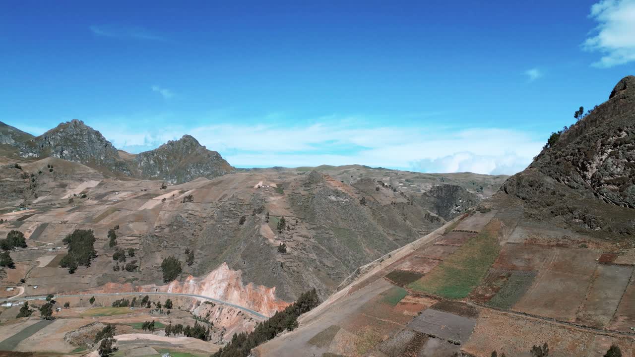 Aerial view of the colorful mountains in Cuenca, Ecuador