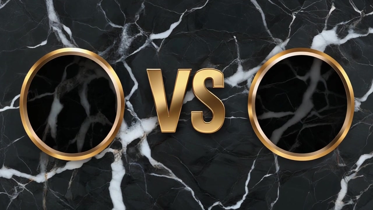 Versus Screen with Golden Text and Marble Background