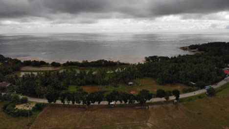 aerial view of dramatic ocean and grey sky
