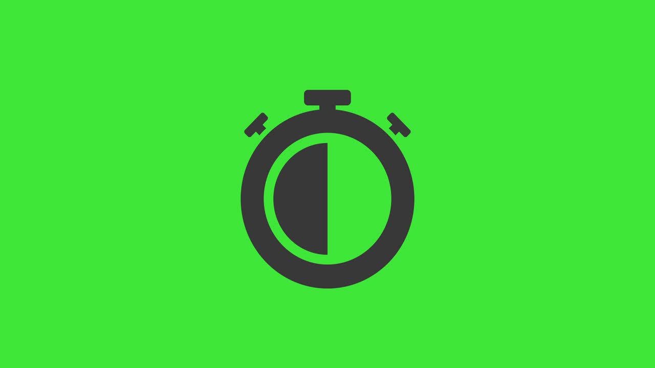 Stopwatch icon animation. Chroma key. Countdown time video