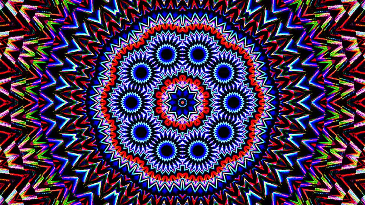 hermoso caleidoscopio abstracto que brilla, una luz radiante que regula los movimientos sutiles