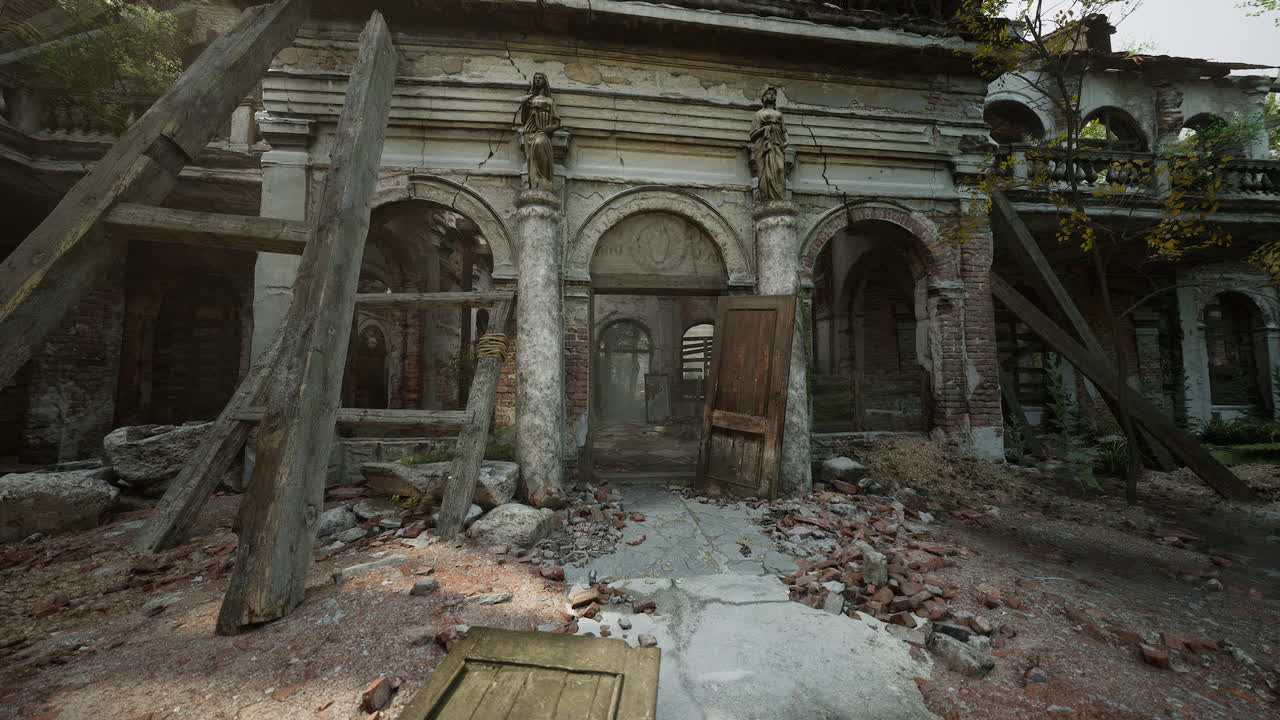 Exploring a neglected historical building with ornate architecture