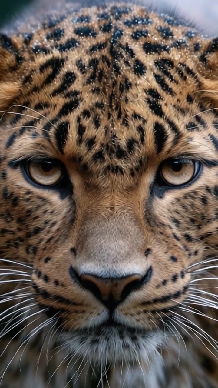Çarpıcı benekli kürküyle görkemli bir leopar, kameraya dikkatle bakarak doğanın güzelliğini ve gücünü iki çarpıcı karede yakalıyor.