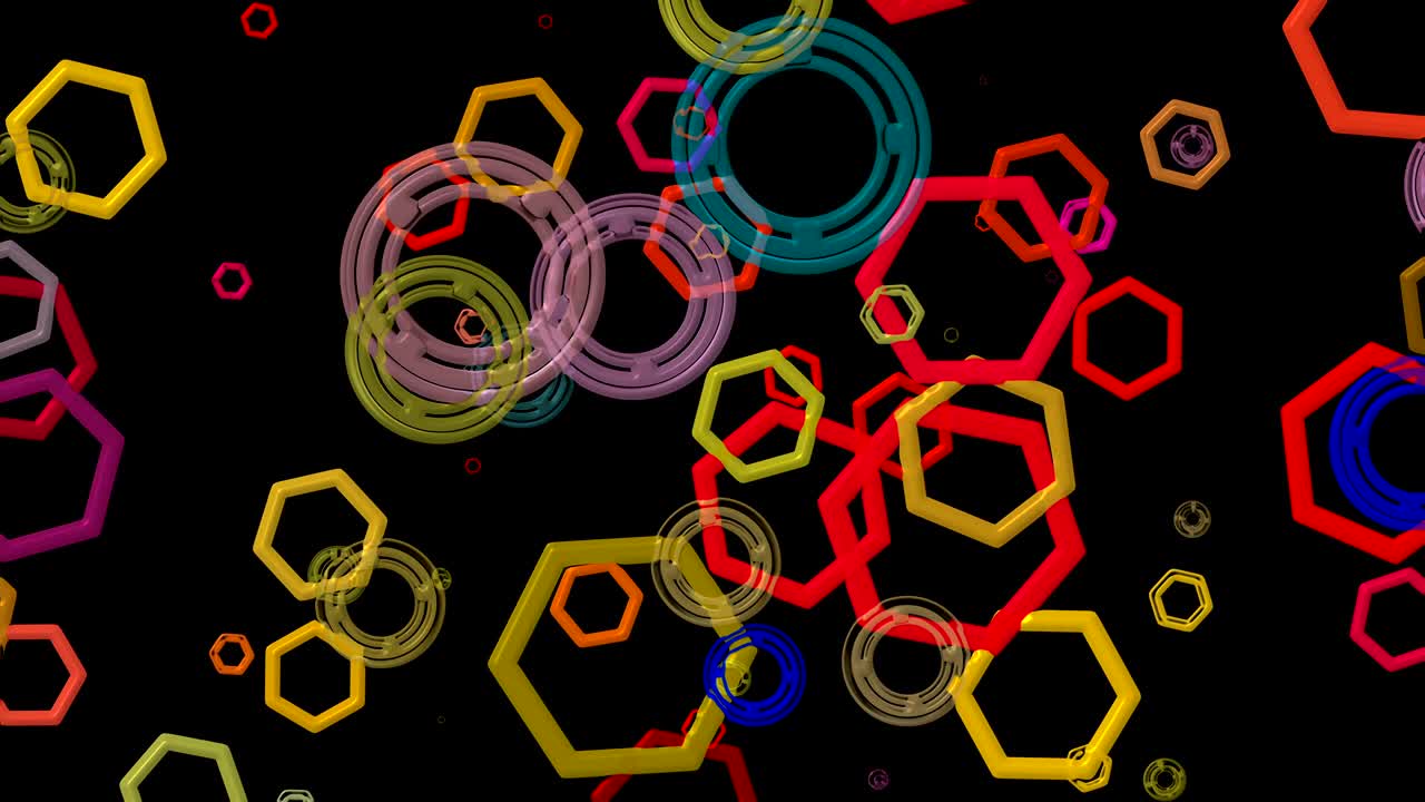 polígonos y círculos abstractos en varios colores