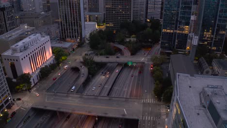 aerial view of traffic flowing out of seattle's downtown underground freeway