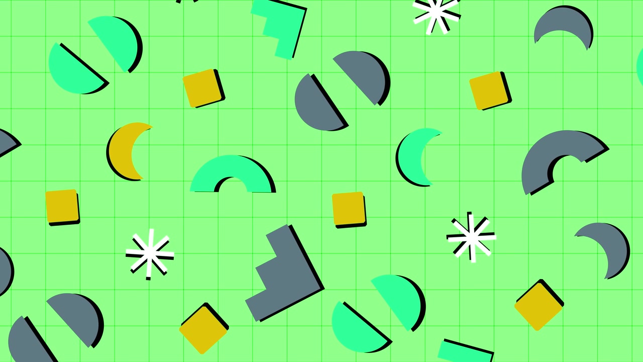 Loop di motivo geometrico astratto colorato in stile Memphis