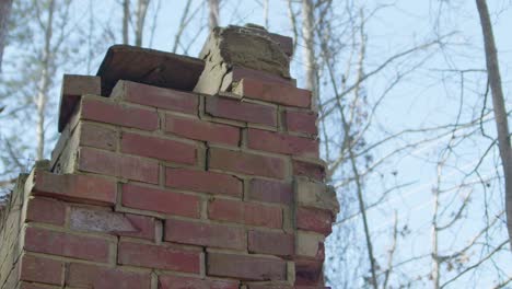 Remaining-brick-tower-of-an-abandoned-building-of-a-former-motel-in-North-Carolina