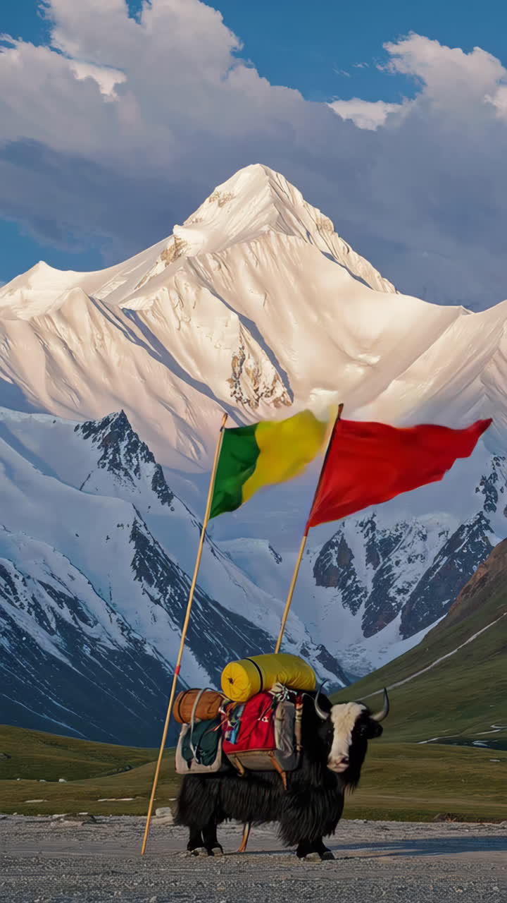 Yak carrying supplies in the Himalayas
