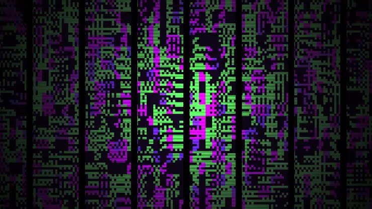Abstract Digital Glitch Effect with Vertical Data Streams