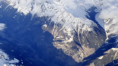 aerial view of the swiss alps covered with snow