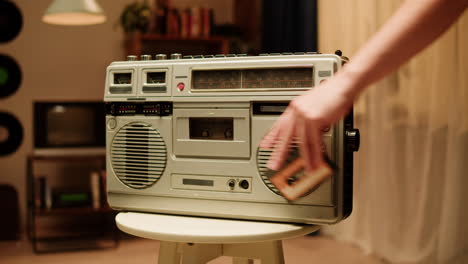 vintage boombox with cassette player