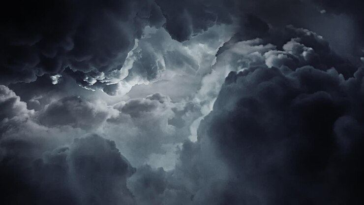 4k thunderstorm, Rainy sky with dark clouds