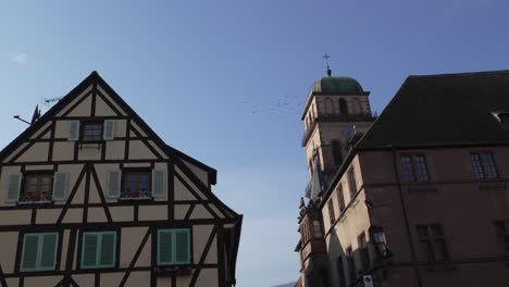 charming colourful half-timbered houses in scenic medieval village of kaysersberg, france