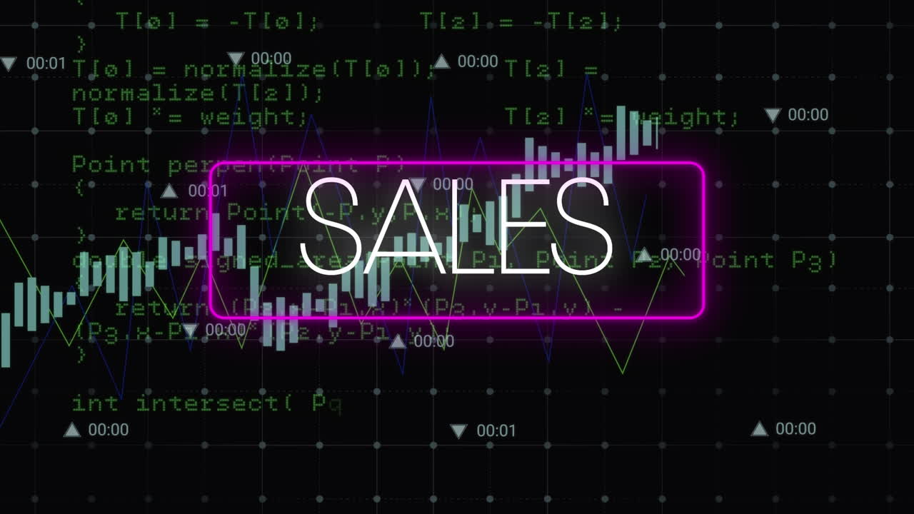 Animation af skiftende tal og databehandling på sort baggrund