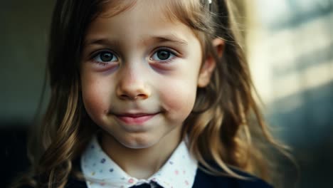 a close up portrait of a smiling little girl