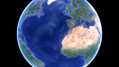 marruecos con bandera. tierra 3d en el espacio - zoom en marruecos exterior
